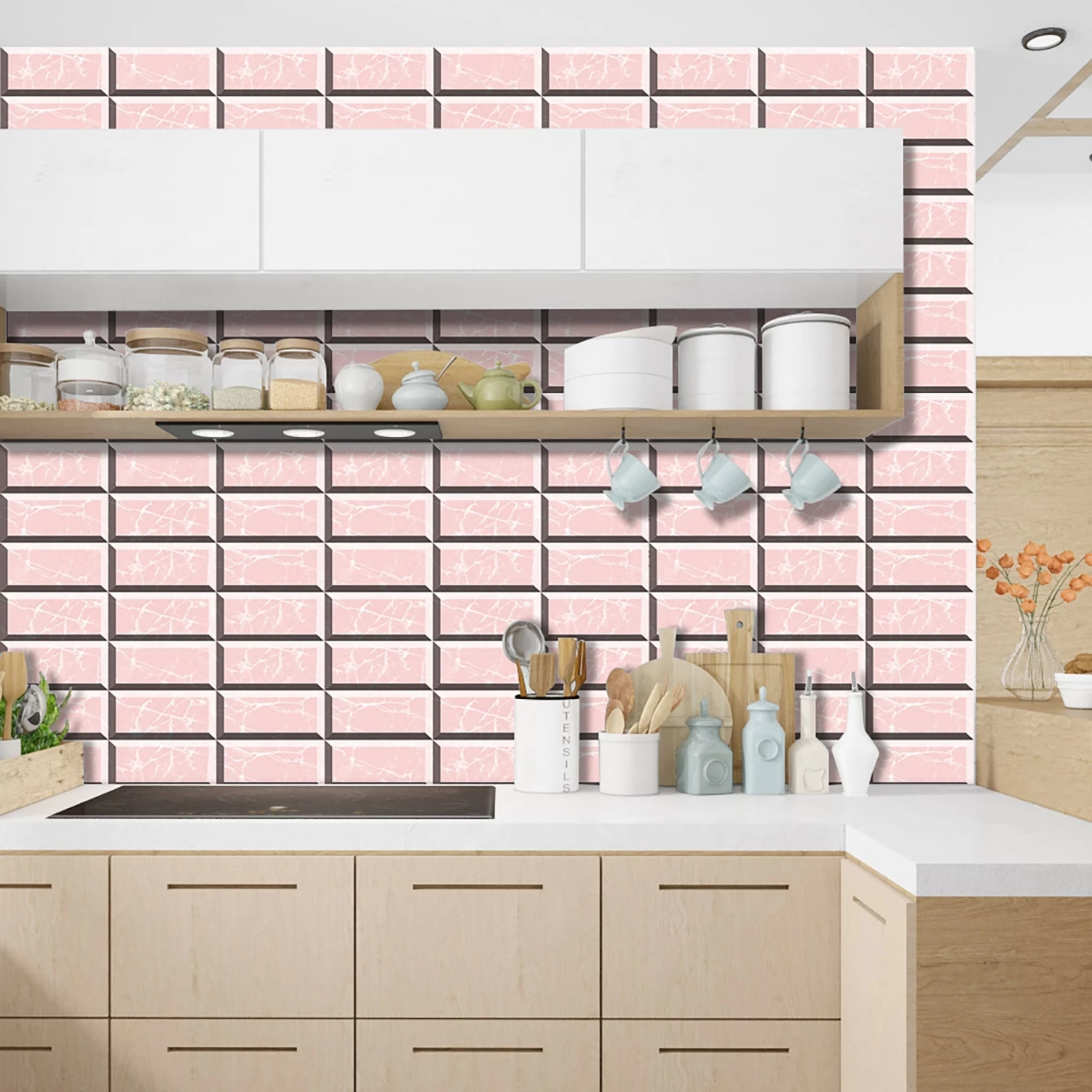 DIY Set 20x10cm Mosaic Kitchen Tile Stickers Bathroom Self-Adhesive Decor Waterproof - Image 5