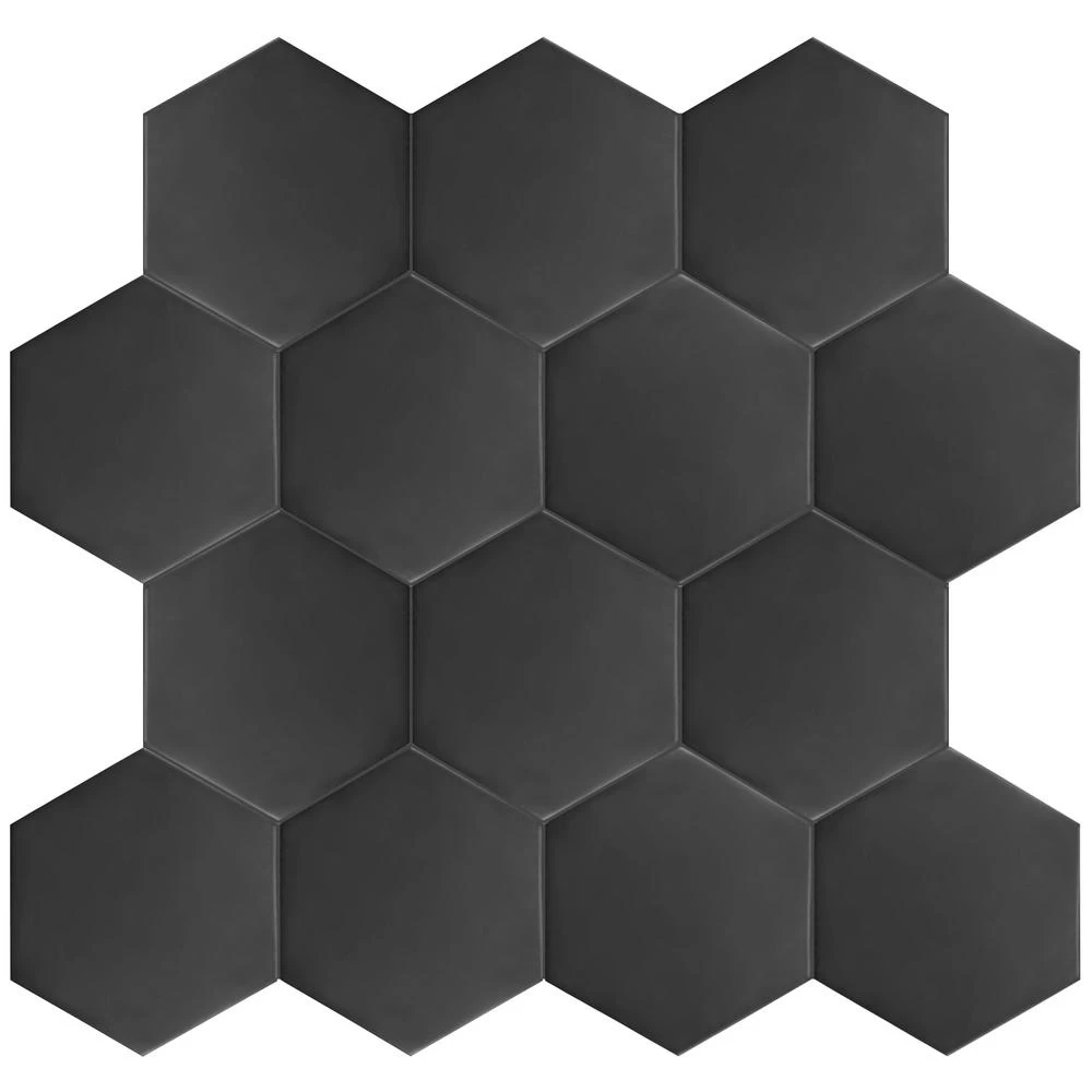 Merola Tile Hexatile Matte Nero 7 In. X 8 In. Porcelain Floor And Wall Tile (7.67 Sq. Ft./case) - Image 7