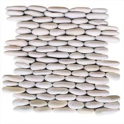 Rainforest White Stacked Stone Pebble Wall Tile 12" X 12" (5.0 Sq. Ft. / Case)