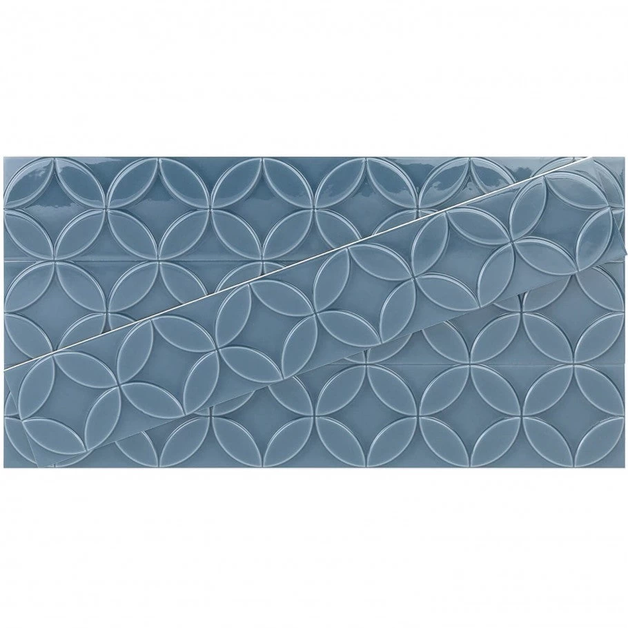 Bond Tile Sheffield Deco Blue 4 In. X 24 In. Polished Ceramic Wall Tile (8 Pieces 5.16 Sq. Ft. / Box) - Image 4