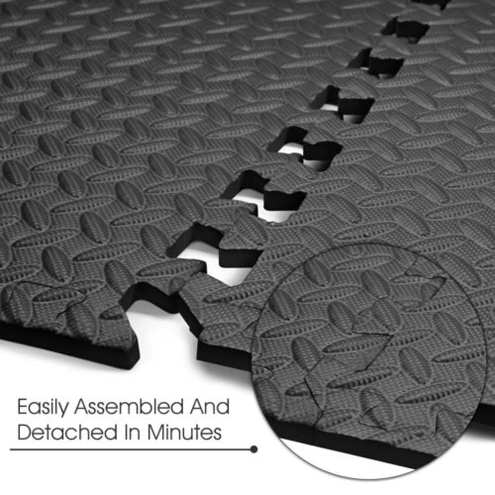 6pcs Foam Exercise Mat EVA Fitness Interlocking Tiles Floor Puzzle Protective Cushion For Workouts (Black) - Image 2