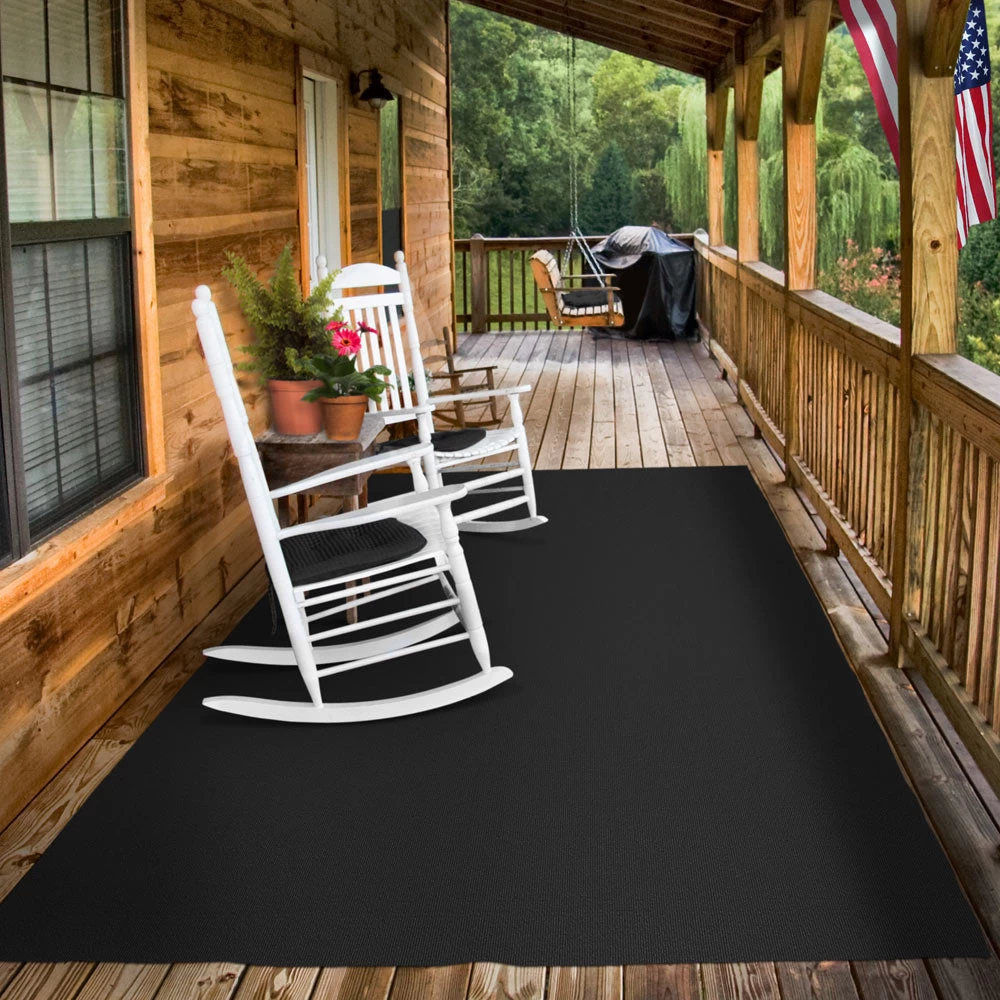 Indoor/Outdoor Carpet With Rubber Marine Backing - Black 6' X 10' - Several Sizes Available - Carpet Flooring For Patio, Porch, Deck, Boat, Basement Or Garage - Image 4