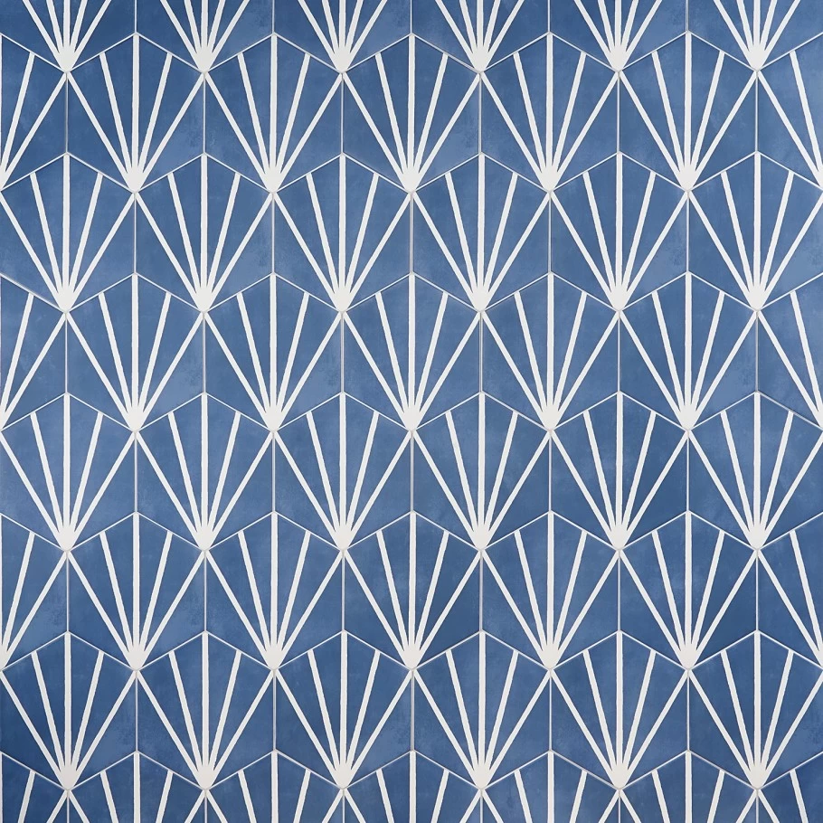 GeoHex Azul Symmetry 8" Porcelain Matte Tile
