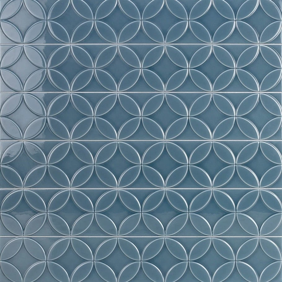 Bond Tile Sheffield Deco Blue 4 In. X 24 In. Polished Ceramic Wall Tile (8 Pieces 5.16 Sq. Ft. / Box)