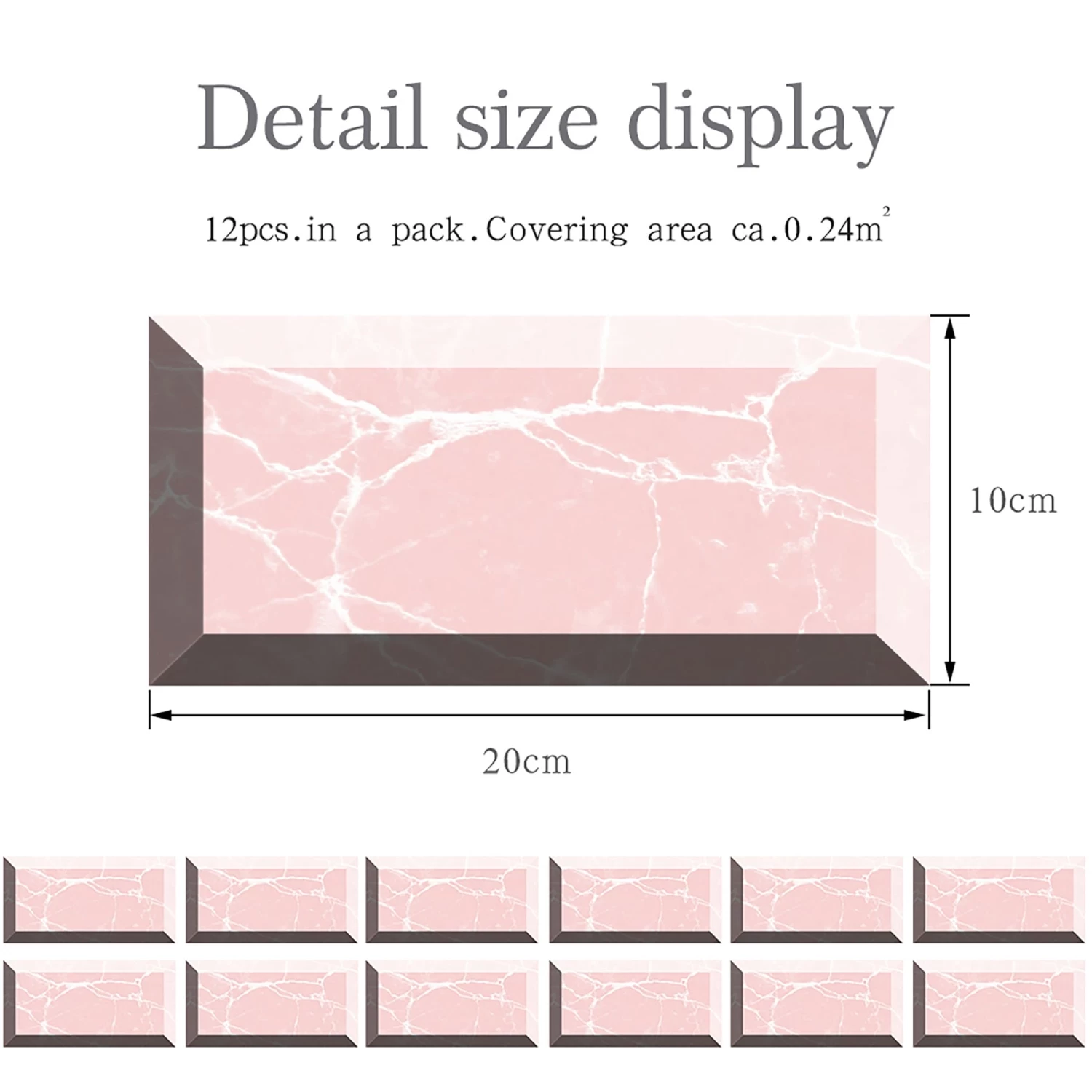 DIY Set 20x10cm Mosaic Kitchen Tile Stickers Bathroom Self-Adhesive Decor Waterproof - Image 2