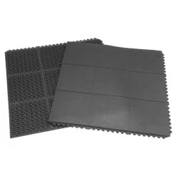 Rubber-Cal "Revolution" Interlocking Rubber Floor - 5/8 X 36 X 36-inch Rubber Tiles - Black - 4 Pack