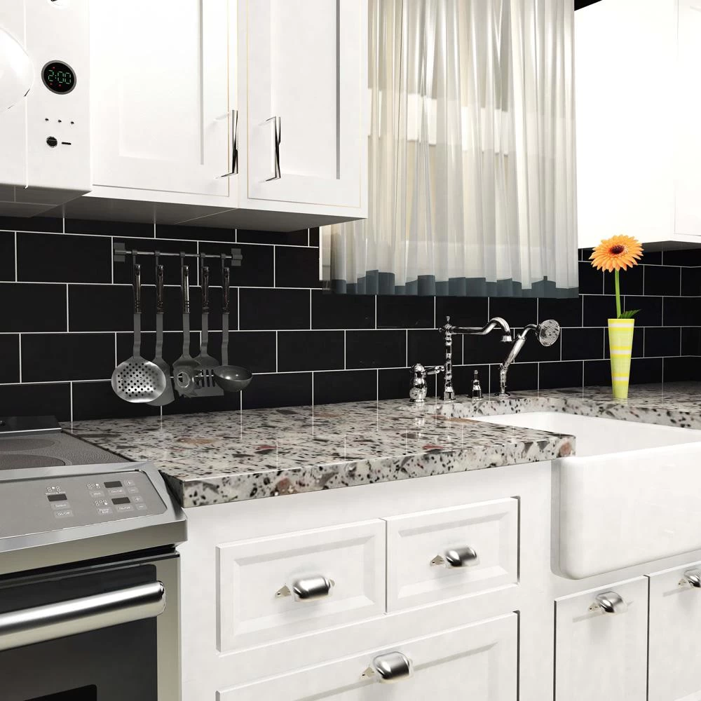 Merola Tile Projectos 7-3/4 In. X 3-7/8 In. Preto Matte Ceramic Subway Floor And Wall Subway Tile (11.46 Sq. Ft. / Case) - Image 2