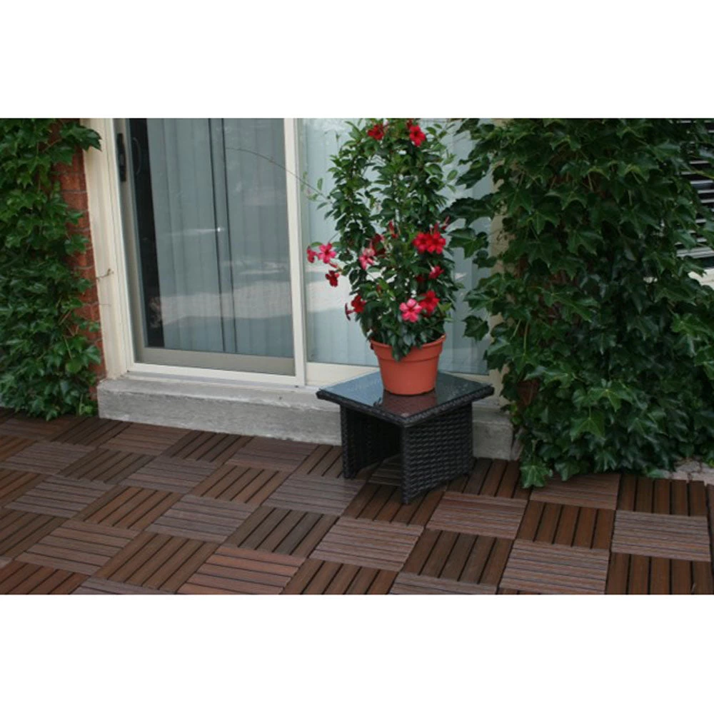 EON Ultra 12"x12" Polymer Interlocking Deck Balcony Tiles, Dark Brown (10 Pack) - Image 3