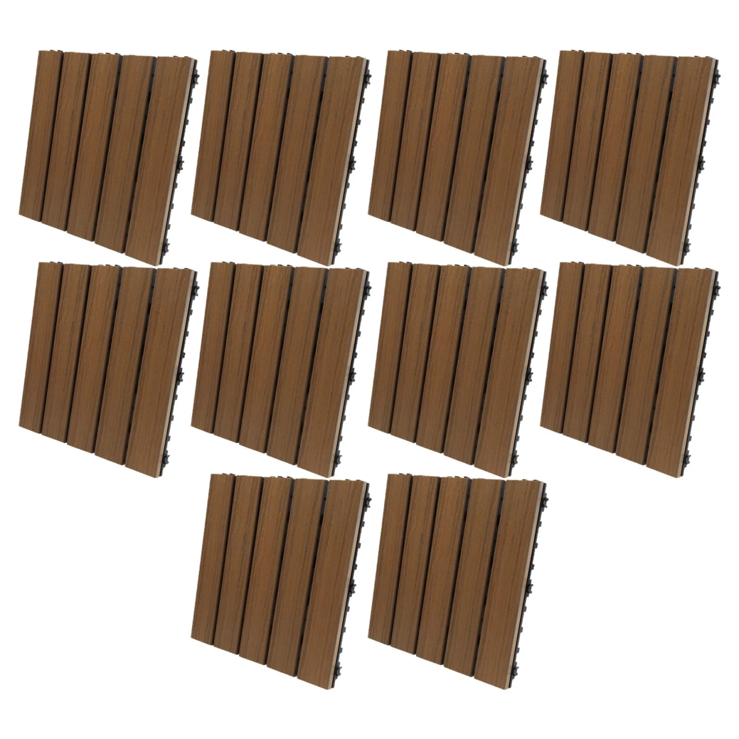 EON Ultra 12"x12" Polymer Interlocking Deck Balcony Tiles, Dark Brown (10 Pack) - Image 2