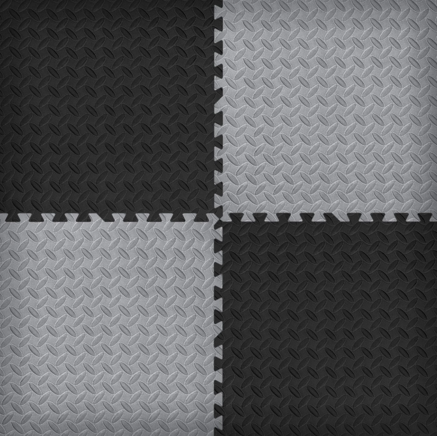 Norsk Black 24 In. X 24 In. EVA Foam Solid Color Diamond Plate Interlocking Tile (30-Tile) - Image 5