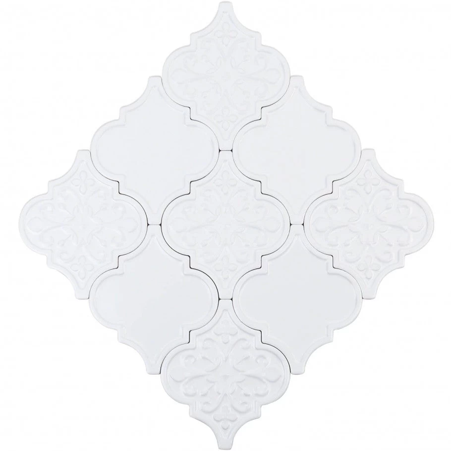 Bond Tile Roma White 6.25 In. X 7.25 In. Ceramic Arabesque Wall Tile (30 Pieces 4.84 Sq. Ft. / Box) - Image 6