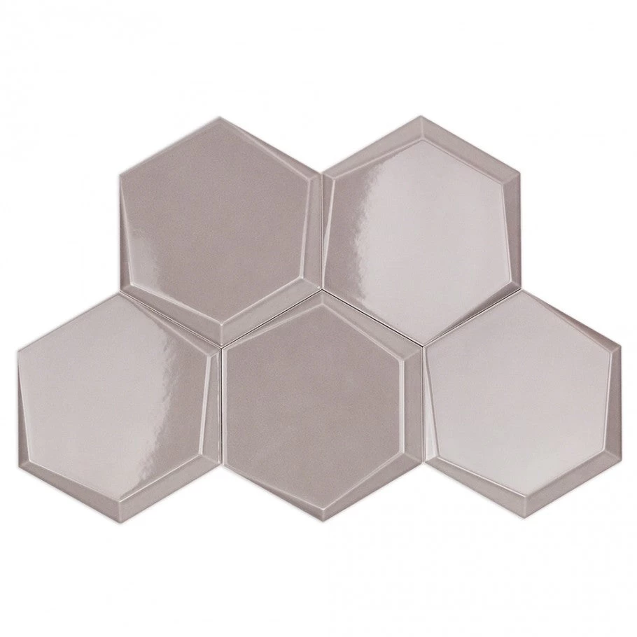 Magen Leveled-Hex Gray Polished Ceramic Hexagon Tile - Image 5