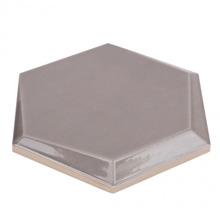 Magen Leveled-Hex Gray Polished Ceramic Hexagon Tile - Image 6