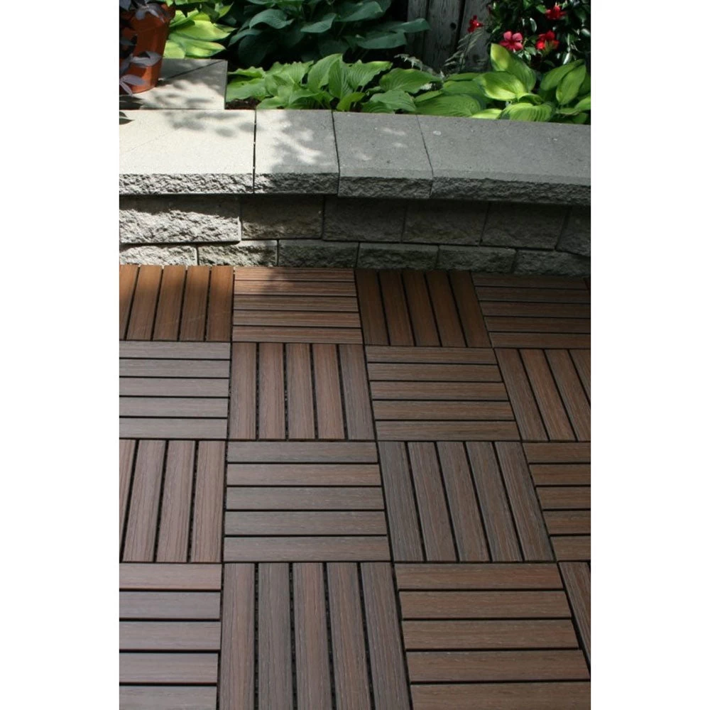 EON Ultra 12"x12" Polymer Interlocking Deck Balcony Tiles, Dark Brown (10 Pack) - Image 6