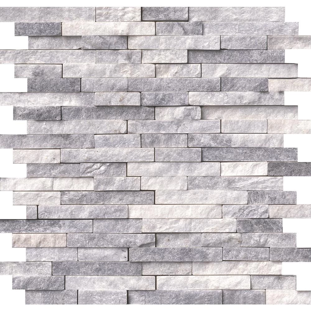 MSI Alaska Gray Split Face 12 In. X 12 In. X 10 Mm Textured Marble Mesh-Mounted Mosaic Tile (10 Sq. Ft. / Case) - Image 4