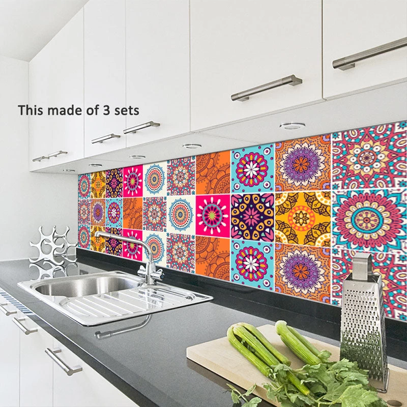 Goory 10PCS Mosaic Wall Sticker Self-adhesive Tile Sticker Kitchen/Bathroom Decorative - Image 8