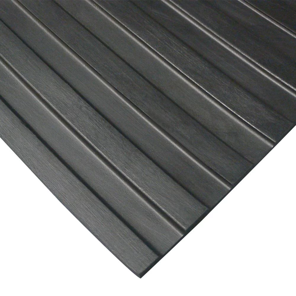 Rubber-Cal Corrugated Wide Rib 3 Ft. X 10 Ft. Black Rubber Flooring (30 Sq. Ft.)