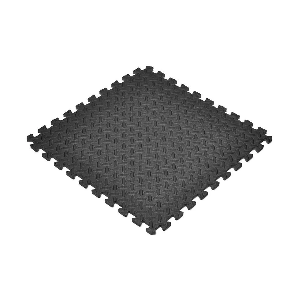 Norsk Black 24 In. X 24 In. EVA Foam Solid Color Diamond Plate Interlocking Tile (30-Tile) - Image 2
