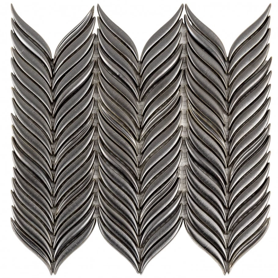 Divine Alula Gunmetal 10 In. X 12 In. Glazed Ceramic Mosaic Tile (0.85 Sq. Ft.) - Image 4