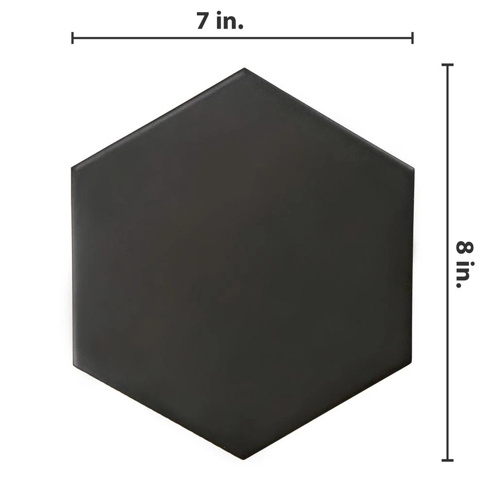 Merola Tile Hexatile Matte Nero 7 In. X 8 In. Porcelain Floor And Wall Tile (7.67 Sq. Ft./case) - Image 2