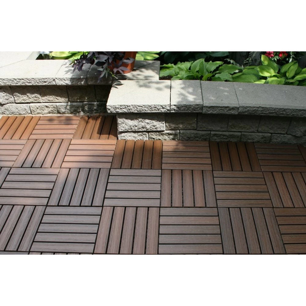 EON Ultra 12"x12" Polymer Interlocking Deck Balcony Tiles, Dark Brown (10 Pack) - Image 7