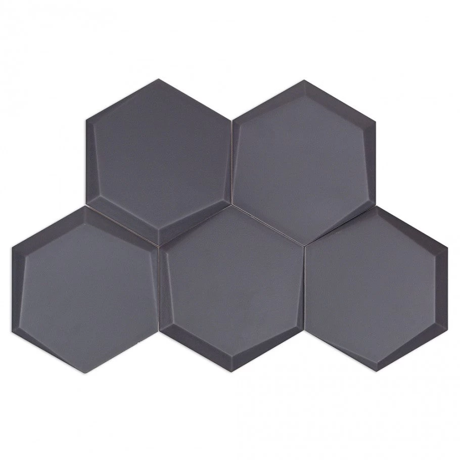Magen Leveled-Hex Dark Gray Matte Ceramic Hexagon Tile - Image 5