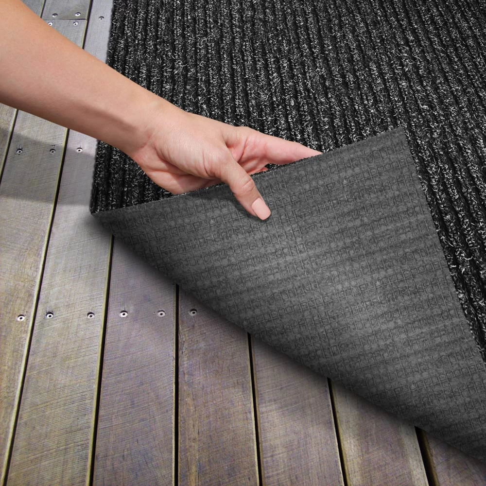 Heavy-Duty Ribbed Indoor/Outdoor Carpet With Rubber Marine Backing - Charcoal Black 6' X 10' - Several Sizes Available - Carpet Flooring For Patio, Porch, Deck, Boat, Basement Or Garage - Image 2