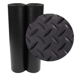 Rubber-Cal "Diamond-Plate" Rubber Flooring Rolls - 3 Mm X 4 Ft X 4 Ft Rolls - Black