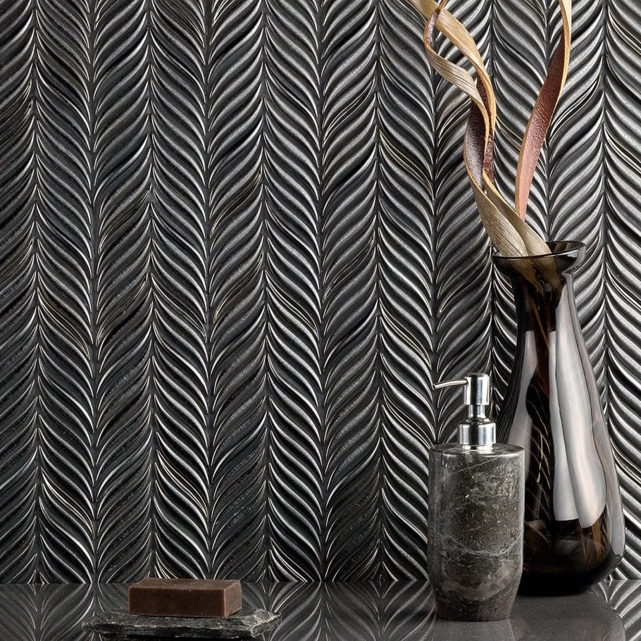 Divine Alula Gunmetal 10 In. X 12 In. Glazed Ceramic Mosaic Tile (0.85 Sq. Ft.) - Image 2