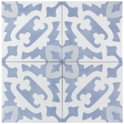 Moma Light Blue Encaustic 9x9 Glazed Porcelain Tile