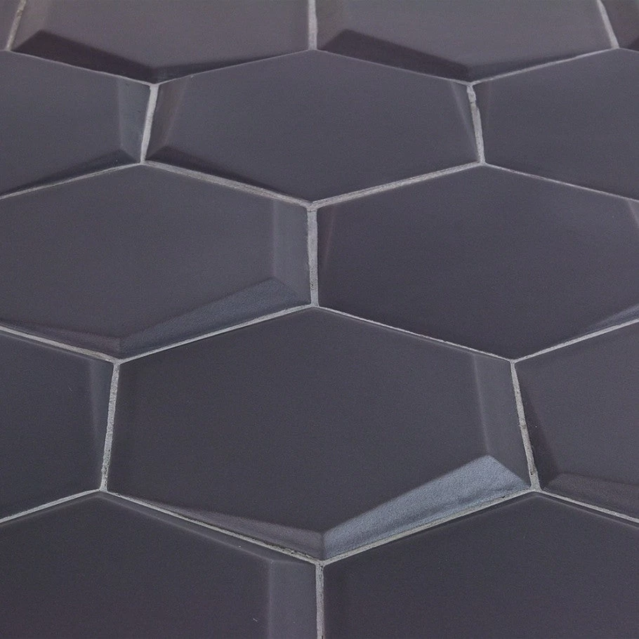Magen Leveled-Hex Dark Gray Matte Ceramic Hexagon Tile - Image 3