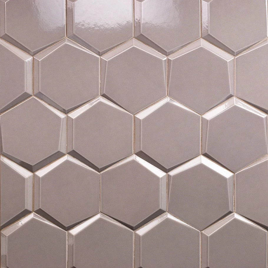Magen Leveled-Hex Gray Polished Ceramic Hexagon Tile