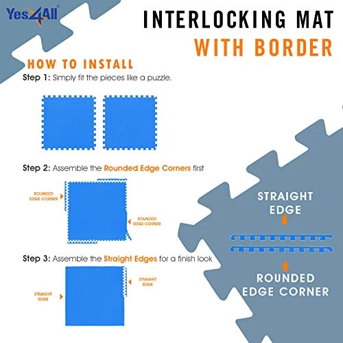 Interlocking Exercise Mat - Blue - 6pc - Image 6