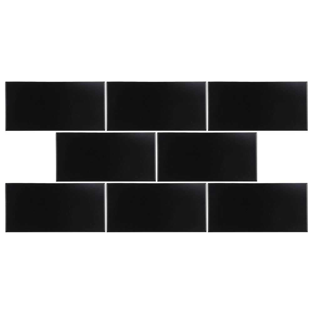 Merola Tile Projectos 7-3/4 In. X 3-7/8 In. Preto Matte Ceramic Subway Floor And Wall Subway Tile (11.46 Sq. Ft. / Case) - Image 6