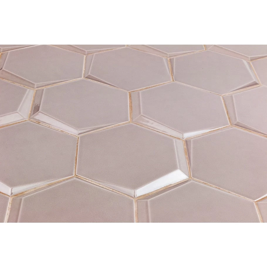 Magen Leveled-Hex Gray Polished Ceramic Hexagon Tile - Image 3