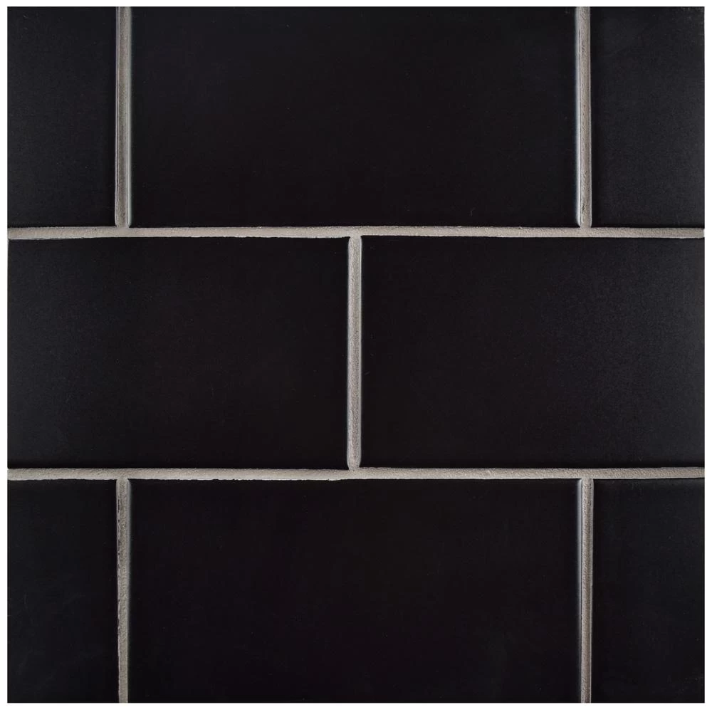 Merola Tile Projectos 7-3/4 In. X 3-7/8 In. Preto Matte Ceramic Subway Floor And Wall Subway Tile (11.46 Sq. Ft. / Case)